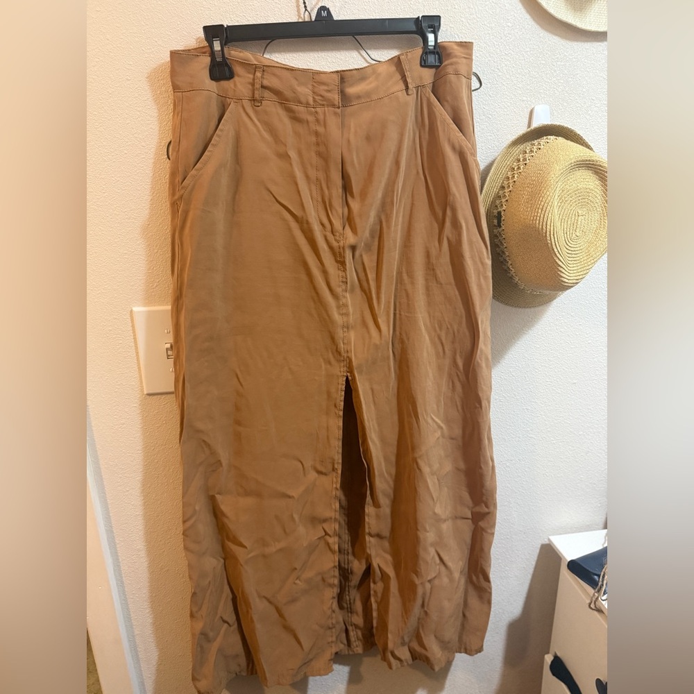Max Studio Tan Maxi Skirt Front Slit